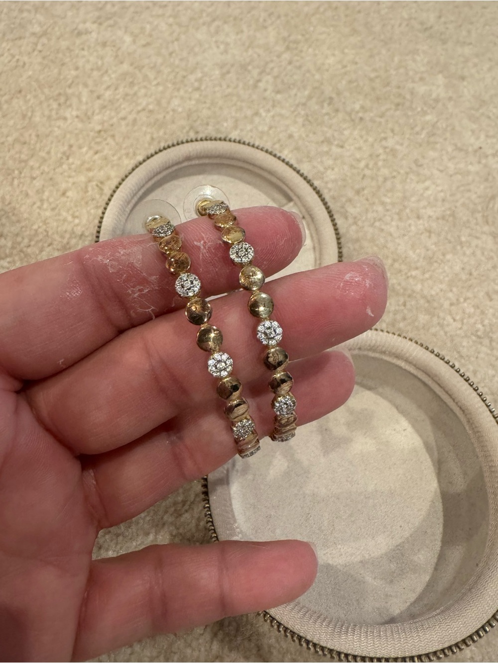Two for One Frieda Rothman Gold-Tone Crystal Hoop Earrings